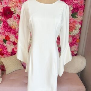 Black Halo | Long Sleeve White Dress